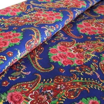 BLUE ROSE PAISLEY Postsowjetischer Stoff aus Zentralasien